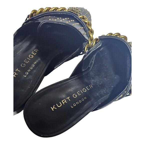 KURT GEIGER LONDON Black Leather Studded Chelsea Loafer Mule - Size 37 - Picture 7 of 8